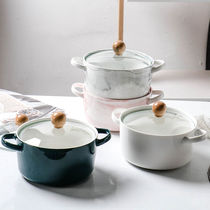 Nordic minimalist ceramic rice bowl Instant Noodle Cup Bowl with lid with handle Student Dining Bowl Soup Bowl microwave