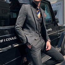 Fat man plus size suit three-piece professional male youth business casual dress suit jacket temperament mature suit