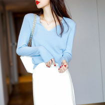 ROUJE POWER solid color knitwear women 2021 autumn and winter New Wild loose wool knitted base shirt