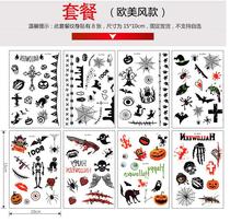 Tattoo stickers for men and women waterproof invisible mark tattoo stickers simulation European and American style Halloween skeleton bat scar