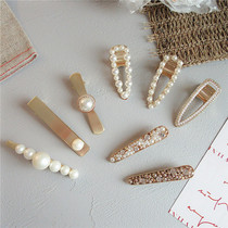 Net red ins Pearl hairpin girl Korean hair accessories Bangs word side clip Travel hair clip top clip headdress