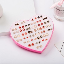 A box of earrings female plastic earrings hypoallergenic student earrings earrings earrings earrings earrings for children