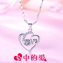 999 Pure Silver Necklace Woman Lock Bones Chains Ins Lady Pendant Small Crowddesign Net Red Valentines Day to Send Girlfriend