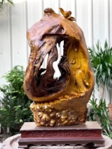 Hot sale gold Zhanggan sculptures in mood One flower One world old stock with shape length 47 meters wide 31 31 80 wood sculpted figure