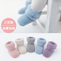 Baby socks autumn and winter thickened winter plus velvet newborn baby male warm socks children non-slip floor cotton socks