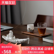 Hanjiang Snow Zen Fragrant Organce Living Room Decoration Spicy Simple White Porcelain Crafts Sandalwood Seat