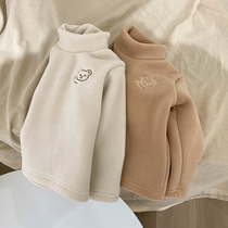 ins Net red baby warm clothes Winter Men baby plus velvet base shirt thick half high neck coat Joker T sleeve winter