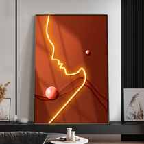 Modern art LED lights with decorative paintings abstract figures porch hanging paintings light luxury living room murals sofa floor paintings