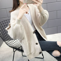 Net Red ladies sweater coat 2020 new early autumn womens lazy wind loose knit cardigan Spring and Autumn Tide plus size