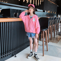 Sunscreen clothes womens summer thin new style childrens outside wear girls outdoor versatile loose foreign hooded clothes tide