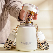 Insulation Cup Female Large Capacity Water Cup High Face Value Cup Lady Cute Girl Child Straw Mesh Red Big Belly Cup