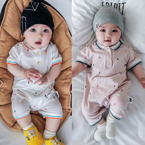 British next kid new baby jumpsuit summer baby short-sleeved climbing clothes newborn rompers going out clothes tide