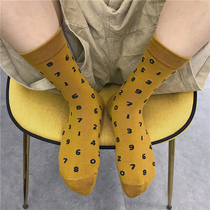 LET ME SEE autumn and winter thin breathable homemade niche style digital socks female ins tide Korean midline socks