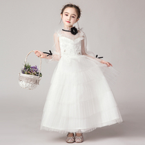  Princess dress Girls puffy yarn Little girl catwalk evening dress Childrens wedding dress Host flower girl piano performance suit