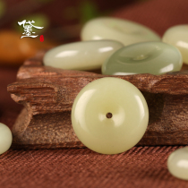 Dai Mo Hetian jade yellow mouth safe buckle pendant Men and women children safe jade pendant Qinghai material mountain material jade pendant