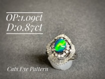 Sold Opal Island Collectible Cats Eye Effect Lightning Ridge Black Opal Cats Eye Opal Gold Green Eyeliner Ring