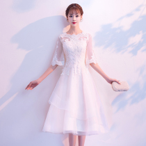 Small evening dress dress women 2021 new winter temperament party dress white bridesmaid dress usually wear