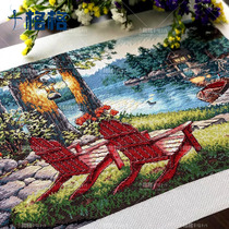 Precision printing French DMC cross stitch kit Living room bedroom hanging painting scenery Lakeside pleasant time