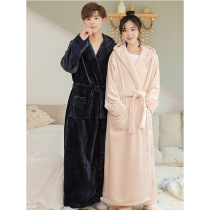 Couple sleeping robes Women in winter lengthened with velvety thickened Coral Fleece bathrobe flannel mens hotel Sleeping mens or