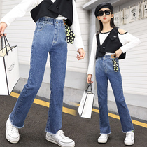 Girl Microhorn Pants Spring Fall New Denim Trousers for 2022 CUHK Childrens clothing Han version of trendy tides