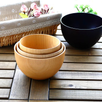 Japanese wooden bowl minimalist log natural color large medium and small whole wooden bowl adult children Rice Bowl solid wood tableware set