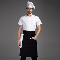 Domino chefs uniform short-sleeved mens summer thin kitchen overalls chef hotel Western restaurant custom printed LOGO