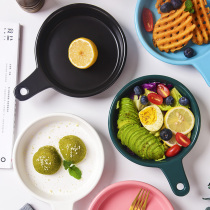 Handle ceramic bowl Cheese baked rice baking plate bowl Net red Ceramic Western food plate Household Nordic style tableware with handle