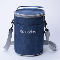 Round insulation lunch box bag universal thickened aluminum foil handbag large large capacity Oxford cloth round bucket lunch bag