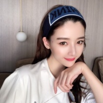 Spring and summer Koreas new Harajuku wind sports sweat-absorbing knitted wide hairband letter headband hair band men and women hip-hop trend