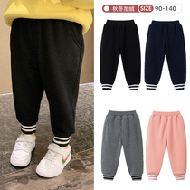 Male Girl Autumn Winter Style Plus Suede Pants Baby Warm Not Down Casual Pants Foreign Air Sports Pants Korean Version Bunch Leg Pants