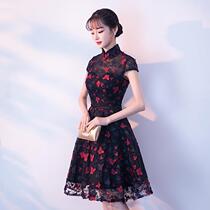 Everyday small dress 2021 new style banquet party elegant Chinese stand-up neck high waist slim slim evening dress woman