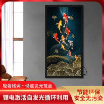 Electric luminous nine fish picture entrance decorative painting home lucky background wall hanging painting Living room corridor modern simple mural