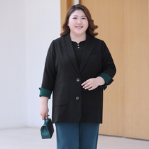 Q2022 autumn plus size 200 jin suit jacket feminine temperament fat mm loose and thin casual suit top trendy