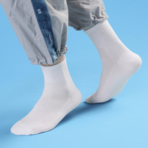 Socks mens summer ultra-thin breathable mens socks sweat-absorbing deodorant summer solid color mesh mid-length socks mens socks