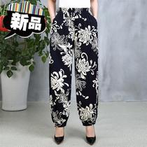 Spring and summer models of middle-aged womens pants national style high-waisted square dance pants Cotton silk loose plus f large radish wide-leg lantern