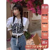 Spot Barbie shirt female summer thin short sleeve hot girl set doll collar shirt French bubble sleeve short top