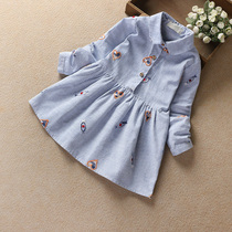 Girl Shirt Dress Long Sleeve Spring Autumn 2022 New Korean Version Children Trendy Dress Dress Foreign Girl Shirt Dress