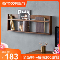 Oak solid wood wall shelf wall bookshelf book newspaper magazine rack newspaper storage rack picture book data rack