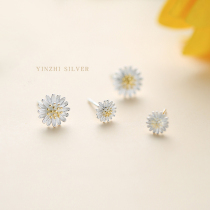 S925 pure silver jewelry small daisy flower earrings female simple 2020 New Tide sweet ring Joker earrings small