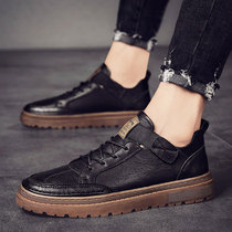 Casual leather shoes mens leather business dress trendy shoes mens shoes 2021 new autumn English style Bean shoes