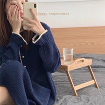 INS dream gentle ~ Korea pure color simple sleeping dress lady long - term 2021 new long sleeve home dress