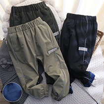 Reflective pants ~ boys padded pants fall winter 2020 new children plus velvet double outdoor sports cotton pants