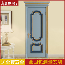 Orston custom multi-layer solid wood interior door painted bedroom door light luxury European style color pattern gold room door