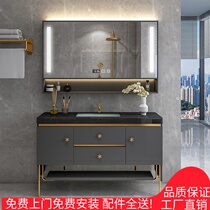 Nordic light luxury rock board bathroom cabinet combination Modern simple sink washbasin floor cabinet Bathroom sink