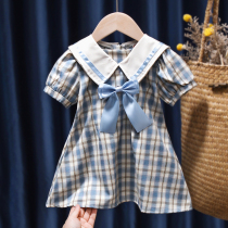 Pinbara Bala Girl Plaid Dress 2022 Summer New Princess Dress Summer Dress Short Sleeve Fashion Dresses
