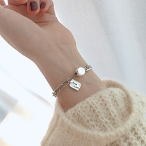 2021 square brand goodluck bracelet light luxury niche exquisite female ins vintage design silver bean string