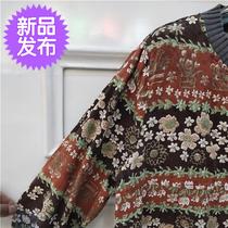 2021xs2383 summer water wash cotton vintage seven-piece sleeve young and middle-aged womens cardigan casual shirt top