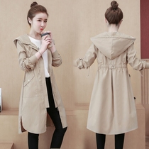 High-end atmospheric windbreaker coat womens 2021 spring and Autumn fashion This year popular in the long new thin section of the small man age reduction