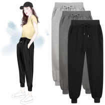 Fatty plus size sports pants women 2021 spring and autumn velvet loose fat mm200 kg radish casual nine points guard pants