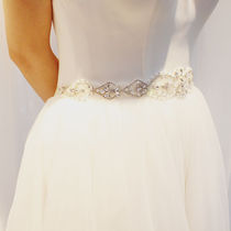 Y016 high-end vintage pearl rhinestone bridal belt thin waist wedding yarn dress waist seal accessories
